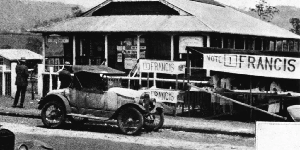 The Atherton Courthouse with a stand of homemade treats